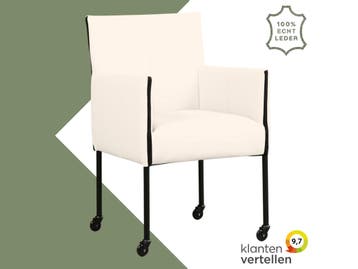 Leren eetkamerstoel More - Toledo Misty (crème) - Poten, Huis en Inrichting, Overige kleuren, Bohemian, Industrieel, Modern, Scandinavisch