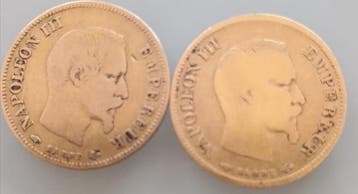 Frankrijk. Napoléon III. 10 Francs 1856-A, Paris (2 monedas), Postzegels en Munten