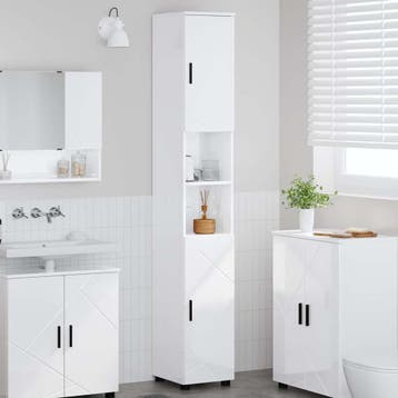 vidaXL Badkamerkast Hoogglans wit 30 x 35 x 192 cm, Verzenden