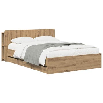 vidaXL Bedframe met opbergruimte en hoofdbord Artisanaal, Verzenden, Nieuw