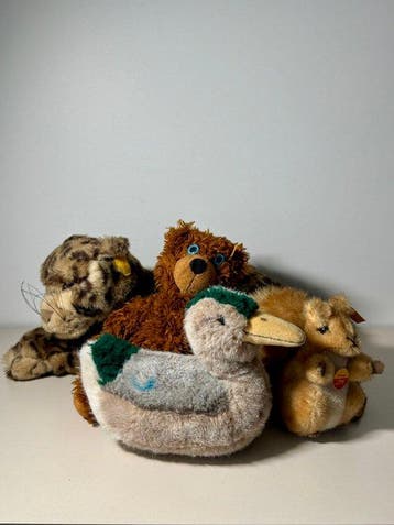 Steiff - Speelgoed Tiger, Bear, Squirrel, Duck - Lot of 4 x