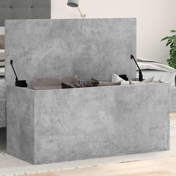 vidaXL Opbergbox 100x42x46 cm bewerkt hout betongrijs, Verzenden