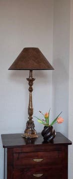 Lampe de table - Lampe de table XXL haute, métal lourd,, Antiquités & Art