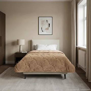 vidaXL Zomer Deken Taupe 140 x 220 cm Microvezel en Teddy, Verzenden, Nieuw