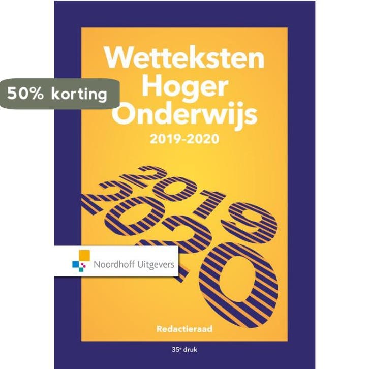 Wetteksten hoger onderwijs 2019-2020 9789001899820, Livres, Science, Envoi