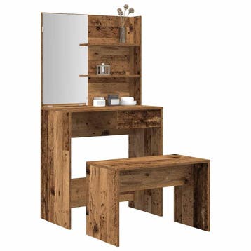 vidaXL Kaptafelset bewerkt hout oud houtkleurig, Verzenden, Nieuw