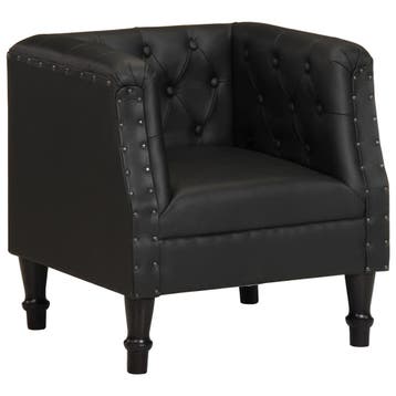 vidaXL Fauteuil echt leer zwart, Huis en Inrichting, Fauteuils, Verzenden, Nieuw