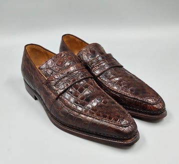 Enzo Bonafè-Crocodile-Pennyloafers-Stitched Construction -, Nieuw