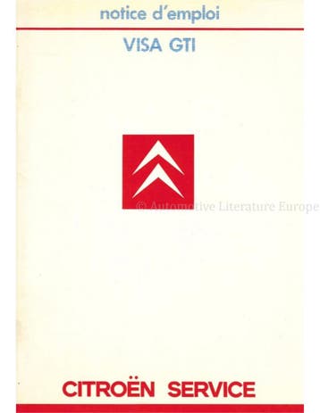 1985 CITROËN VISA GTI INSTRUCTIEBOEKJE FRANS