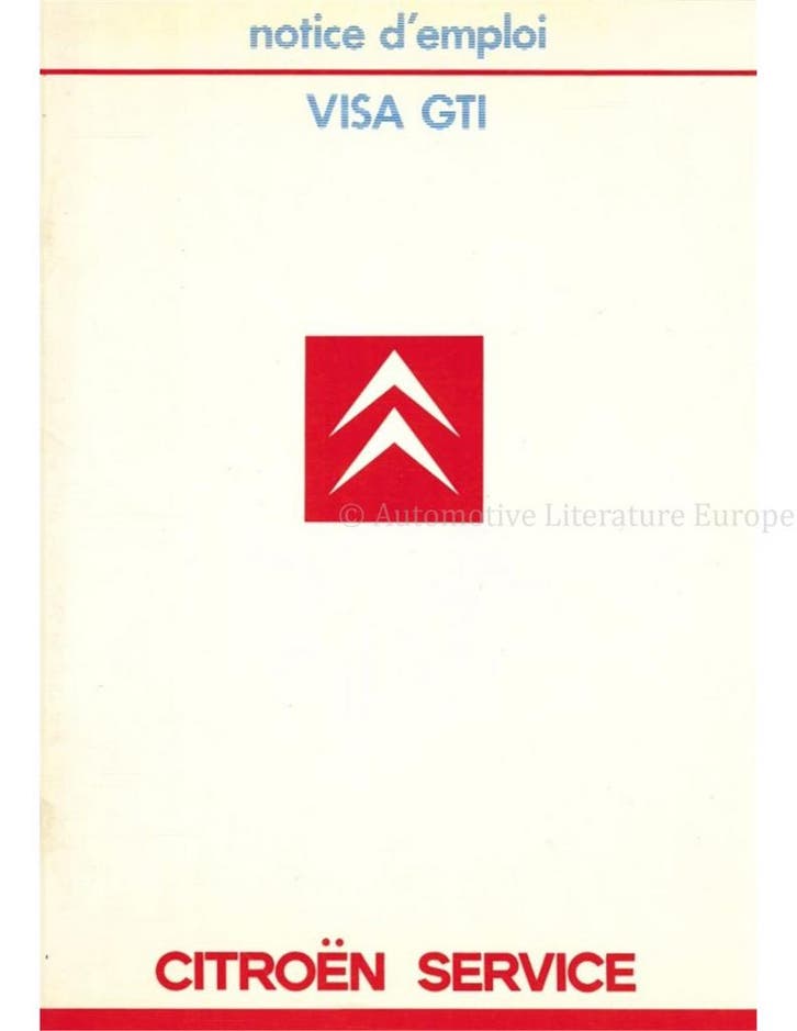 1985 CITROËN VISA GTI INSTRUCTIEBOEKJE FRANS, Autos : Divers, Modes d'emploi & Notices d'utilisation