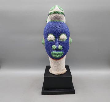 Superbe Tete perlée - Sculpture - Bamileke - Cameroun (Sans