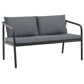 vidaXL Tuinbank tweezits met kussens aluminium grijs, Tuin en Terras, Verzenden, Nieuw
