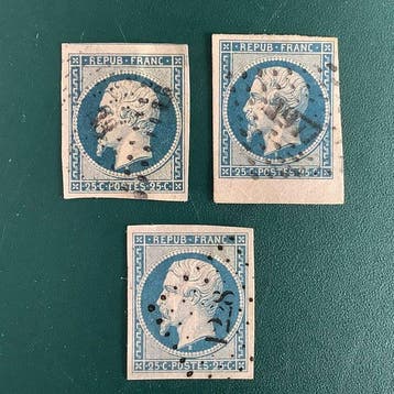 Frankrijk 1852 - 25 cent Napoleon Prins - drie nuances -, Gestempeld