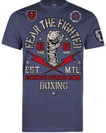 Fear The Fighter Boxing Club T-shirt Katoen Blauw, Vechtsport, Nieuw, Fear the Fighter, Maat 46 (S) of kleiner