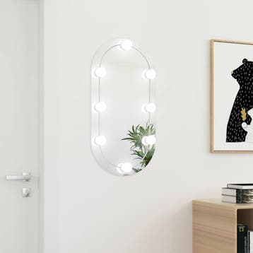 vidaXL Spiegel met LED-verlichting ovaal 80x40 cm glas, Maison & Meubles, Verzenden