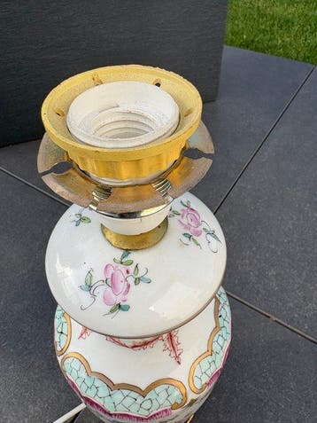 Lampe - Porcelaine - Lampe à abat-jour, Antiquités & Art