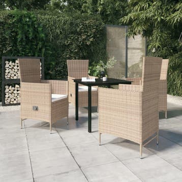 vidaXL 5-delige Tuinset met kussens beige, Verzenden, Tuinset