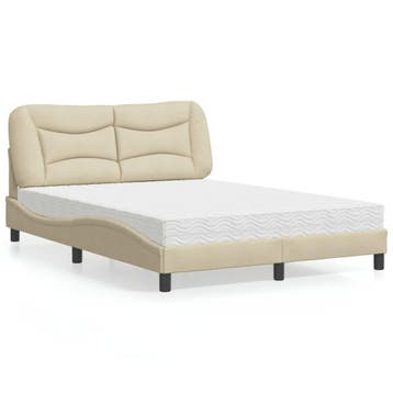 vidaXL Bed met matras Hvar stof crèmekleurig 120x200 cm, Verzenden, Nieuw