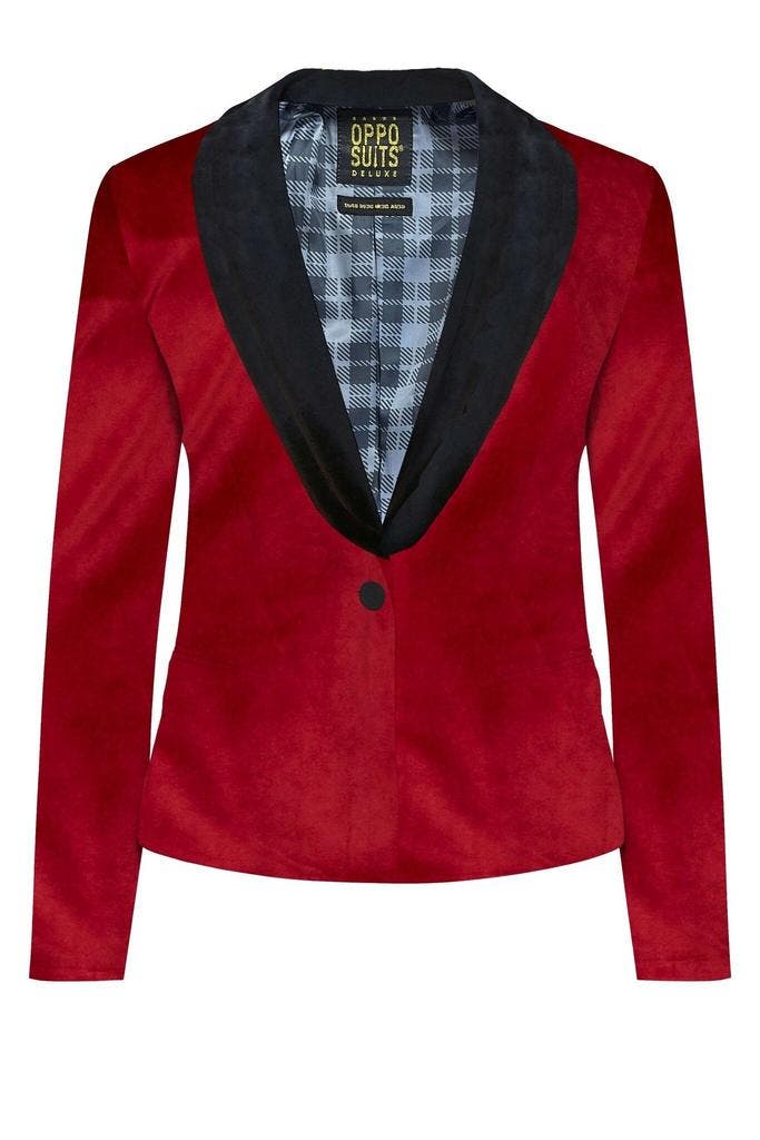 Bordeaux Rode Velvet Blazer Dames OppoSuits, Hobby en Vrije tijd, Feestartikelen, Nieuw, Verzenden