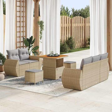 vidaXL Tuinbank Set 8 st 5-Aantal zitplaatsen Beige en, Verzenden, Nieuw
