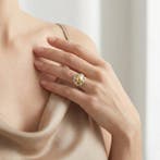 Ring - 18 karaat Geel goud - 0.60ct. tw. Parel - Diamant, Nieuw