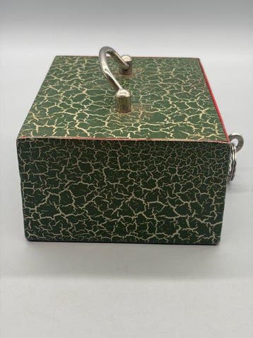 Kist - Antieke metalen schatkist met craquelé, groen en, Antiek en Kunst