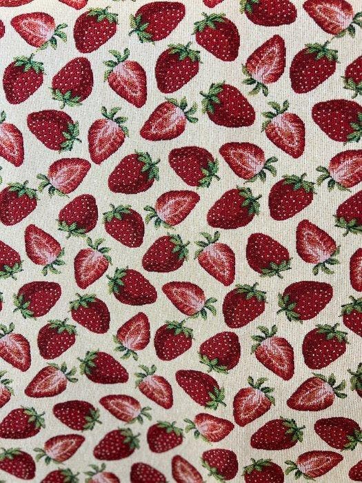 Hoogwaardige gobelinstof - aardbeien - Textiel - 280 cm -, Antiek en Kunst, Antiek | Tapijten, Tafelkleden en Textiel