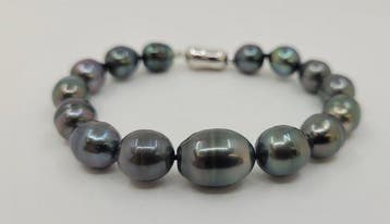 Zonder minimumprijs - Armband Zilver, 9x12 mm pauwengroene, Handtassen en Accessoires, Armbanden, Nieuw
