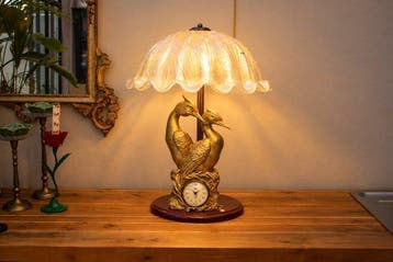 Miki Line - Tafellamp - sculptuur met reigers, klok en