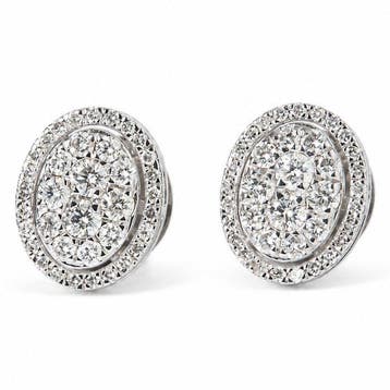 Oorstekers - 14 karaat Witgoud - 1.06ct. tw. Diamant