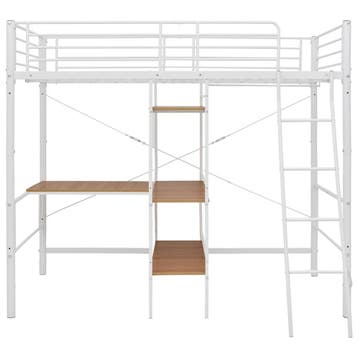 vidaXL Stapelbedframe met tafel metaal wit 90x200 cm, Verzenden