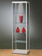 *TIP*  Luxe glazen vitrinekast aluminium 60 cm, Ophalen of Verzenden