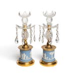 A pair of George III style Jasperware, Cut Glass and Gilt