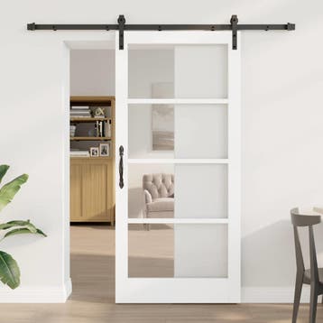 vidaXL Schuifdeur ORKDAL Wit en Zwart 93 x 202 cm, Doe-het-zelf en Bouw, Deuren en Vliegenramen, Verzenden, Nieuw