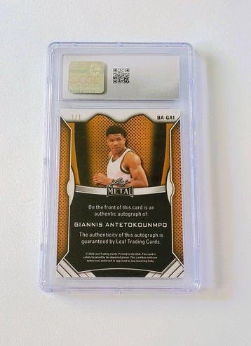 2025 Leaf Giannis Antetokounmpo 1/1 On-card Auto Limited, Nieuw