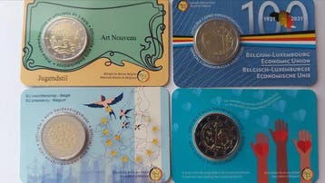 België. 2 Euro 2021/2025 (6 coincards) (Zonder minimumprijs)
