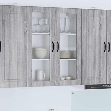 vidaXL Wandglas Kasten PORTO Grijs Sonoma 80 x 31 x 100 cm, Verzenden
