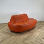 wachtkamerbank -  sofa, leer - oranje - Gratis Bezorging, Gebruikt