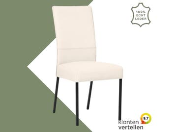 Leren eetkamerstoel Real - Toledo Misty (crème) - Poten, Huis en Inrichting, Overige kleuren, Nieuw, Ophalen of Verzenden, Eén
