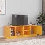 vidaXL Tv-meubelen 2 st 67x39x44 cm staal mosterdgeel, Verzenden, Nieuw