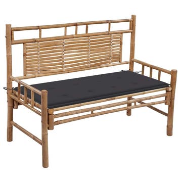 vidaXL Tuinbank met kussen 120 cm bamboe, Verzenden