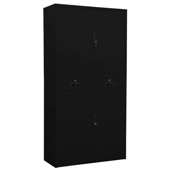 vidaXL Kantoorkast 90x40x180 cm staal zwart, Maison & Meubles, Armoires | Autre, Envoi