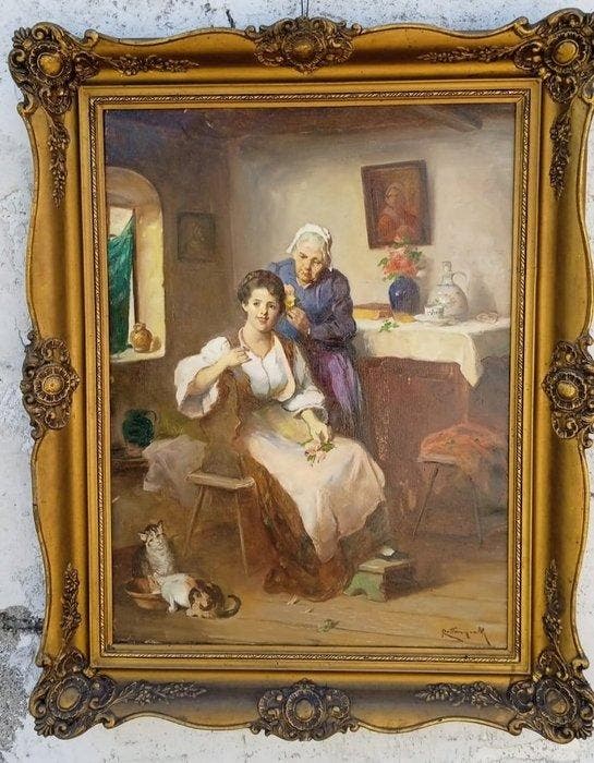 Mozart Rottmann (1864-1961) - Alla toeletta, Antiek en Kunst, Kunst | Schilderijen | Klassiek