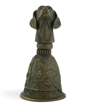 Sonnette dappel - Cloche en bronze à tête de chien - avec