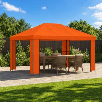vidaXL Prieel 4 × 3 m Oranje Polyester en Staal 190 gsm, Verzenden