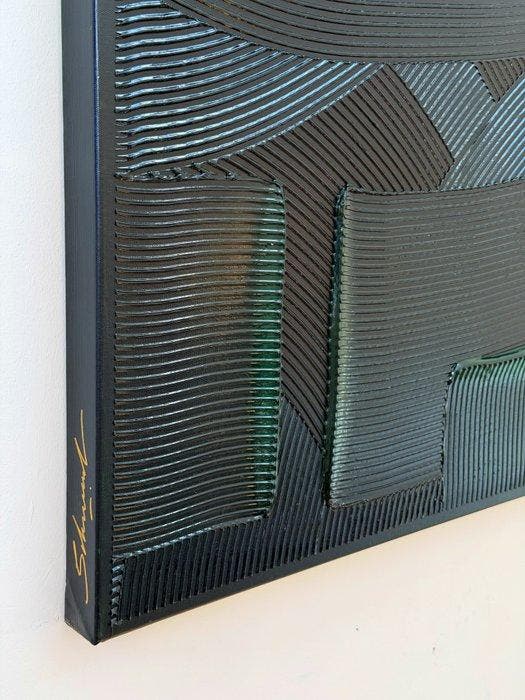 Sarah Schwarzl - Frequency SAP GREEN (Frame included), Antiek en Kunst, Kunst | Schilderijen | Modern