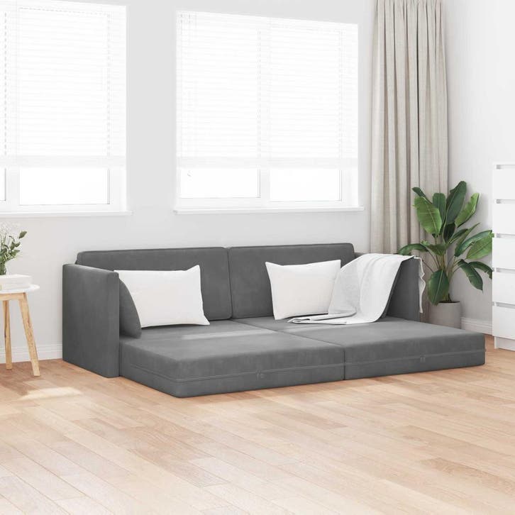 vidaXL Vloerslaapbank / zetel 200cm Donkergrijs Fluweel, Huis en Inrichting, Zetels | Zetels, Nieuw, Verzenden