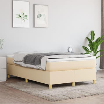 vidaXL Boxspring bed 120x200 cm stof crèmekleurig, Huis en Inrichting, Slaapkamer | Bedden, Verzenden, Nieuw