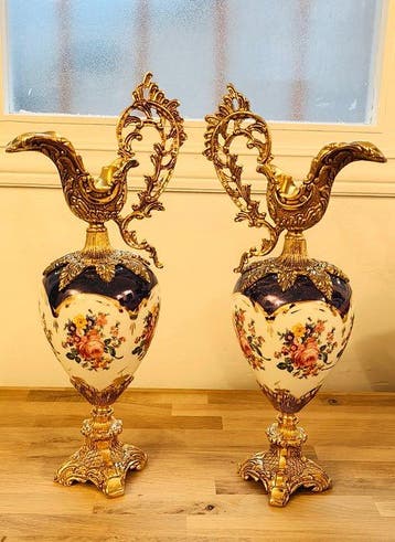 spain - spain - Ikebana vaas (2) - Retro stijl - Verguld