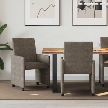 vidaXL Eetkamerstoelen met wielen 2 st Faux suede leer, Verzenden, Nieuw